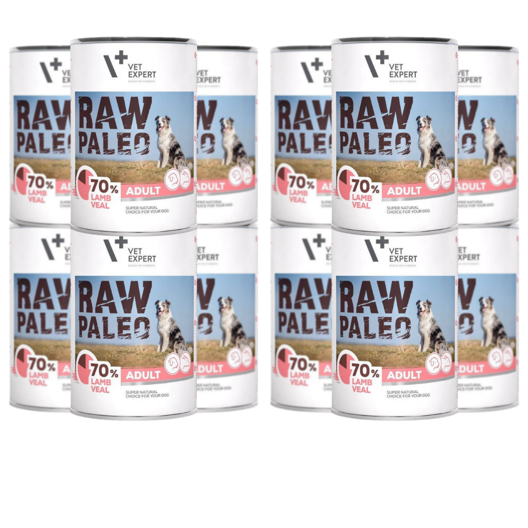 VetExpert RAW PALEO Adult Lamb Veal 12x400g karma mokra z jagnięciną i cielęciną dla psów