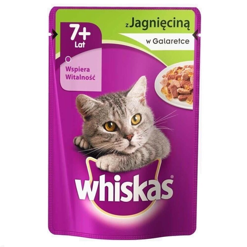 WHISKAS 7+ Potrawka Jagnięcina w Galaretce 28*85 g Saszetki Karma mokra dla kota 7+