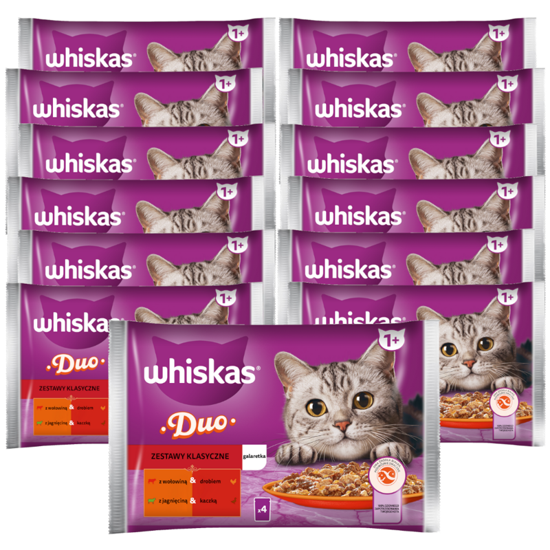 Whiskas Adult 13x340g Zestawy Klasyczne Mokra Karma Dla Dorosłych Kotów 2 Smaki W Galaretce