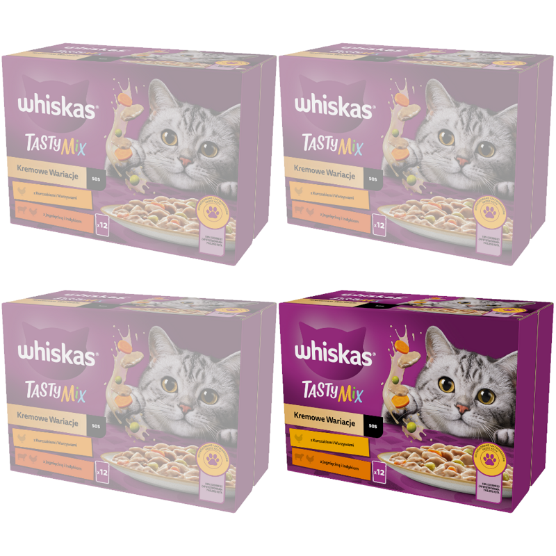 Whiskas Adult 48x85g Kremowe Wariacje Mokra Karma Pełnoporcjowa Dla Dorosłych Kotów W Sosie