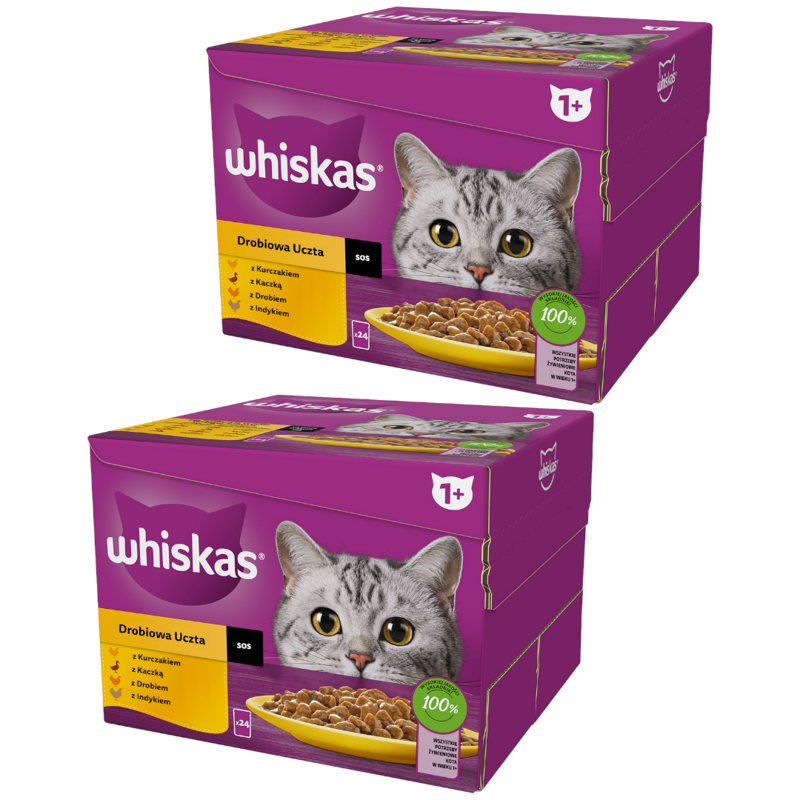 Whiskas Adult Drobiowa Uczta Saszetki 48x85g Mokra Karma Dla Dorosłych Kotów w Sosie