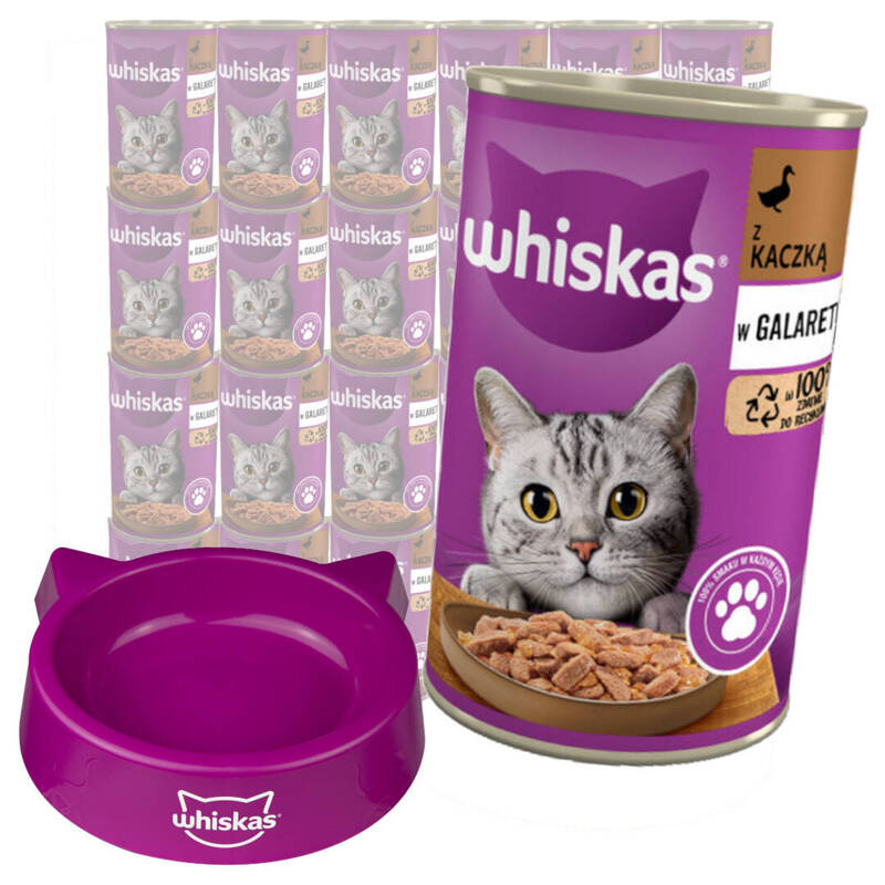 Whiskas Adult Kaczka W Galaretce 24x400g Mokra Karma Pełnoporcjowa Dla Kota + Miska Gratis