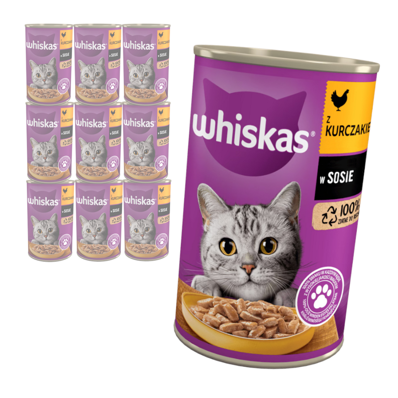 Whiskas Adult Puszka 10x400g Kurczak Mokra Karma W Sosie Dla Dorosłych Kotów