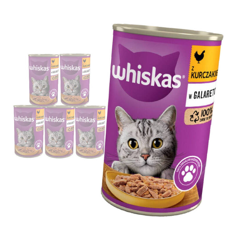 Whiskas Adult Puszka 6x400g Mokra Karma Pełnoporcjowa Dla Dorosłych Kotów Kurczak W Galaretce