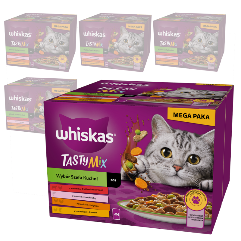 Whiskas Adult Tasty Mix Wybór Szefa Kuchni Saszetki 120x85g Mokra Karma Dla Dorosłych Kotów w Sosie