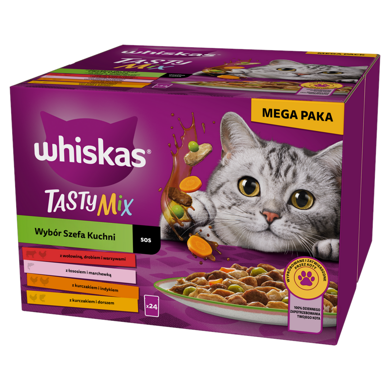 Whiskas Adult Tasty Mix Wybór Szefa Kuchni Saszetki 24x85g Mokra Karma Dla Dorosłych Kotów w Sosie