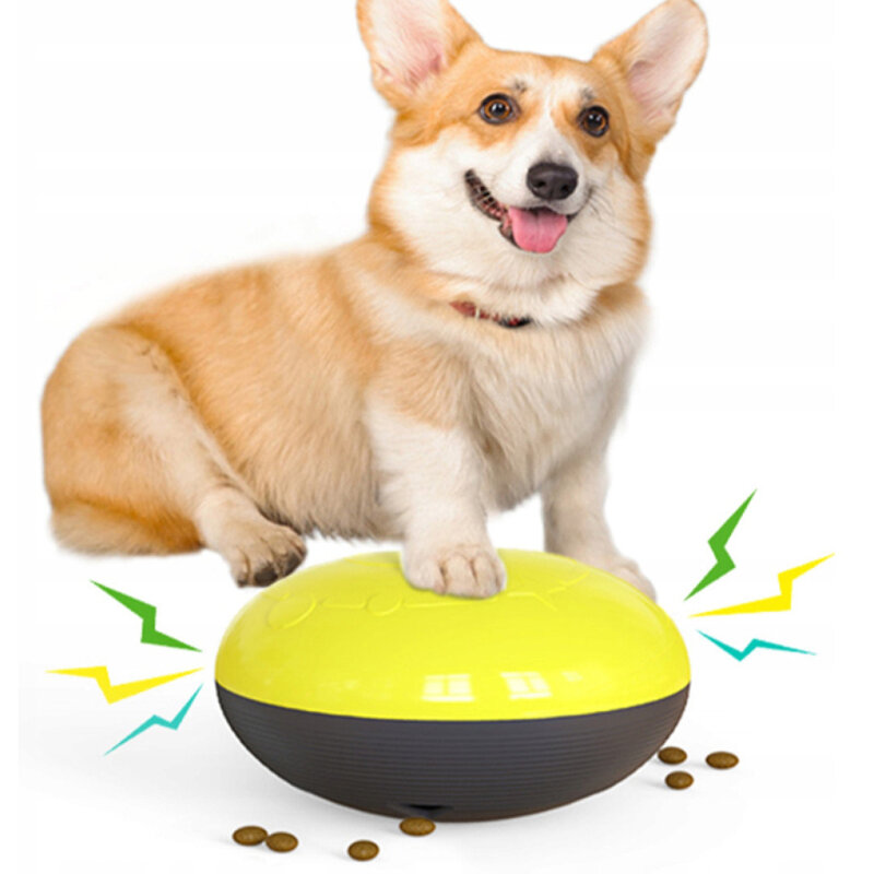 Zabawka Interaktywna Dla Psa Kota z Dozownikiem Karmy Frisbee Bączek Żółta