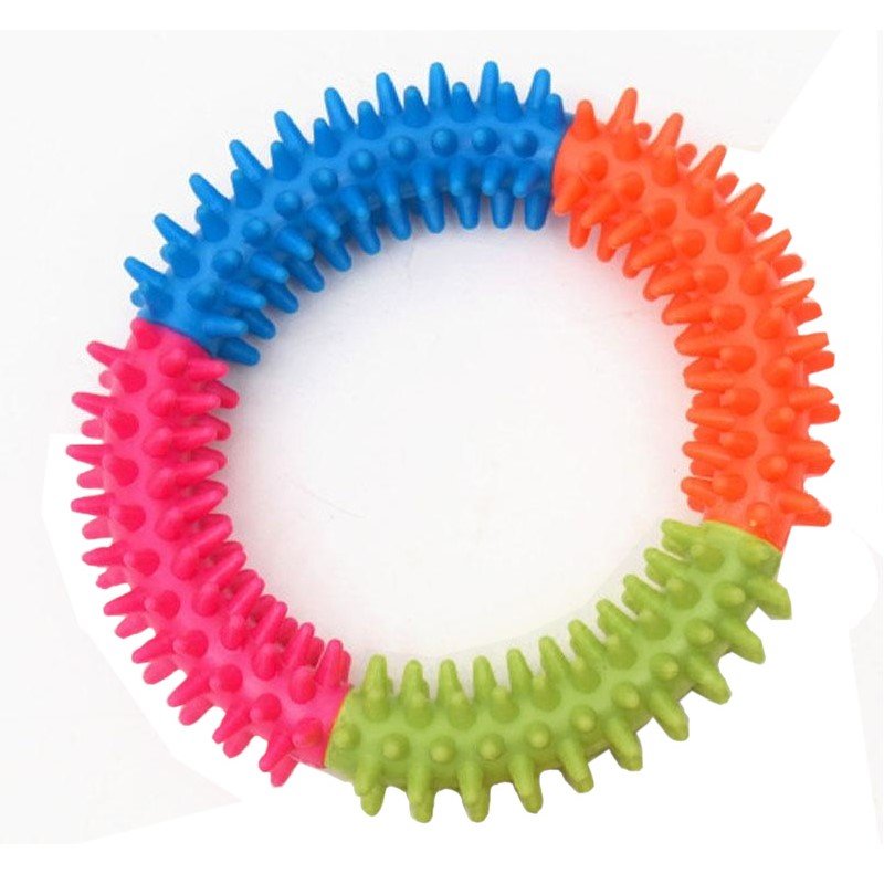 Zabawka Kolorowy Gryzak Dla Psa Interaktywny Pierścień Treningowy Z Wypustkami 12cm