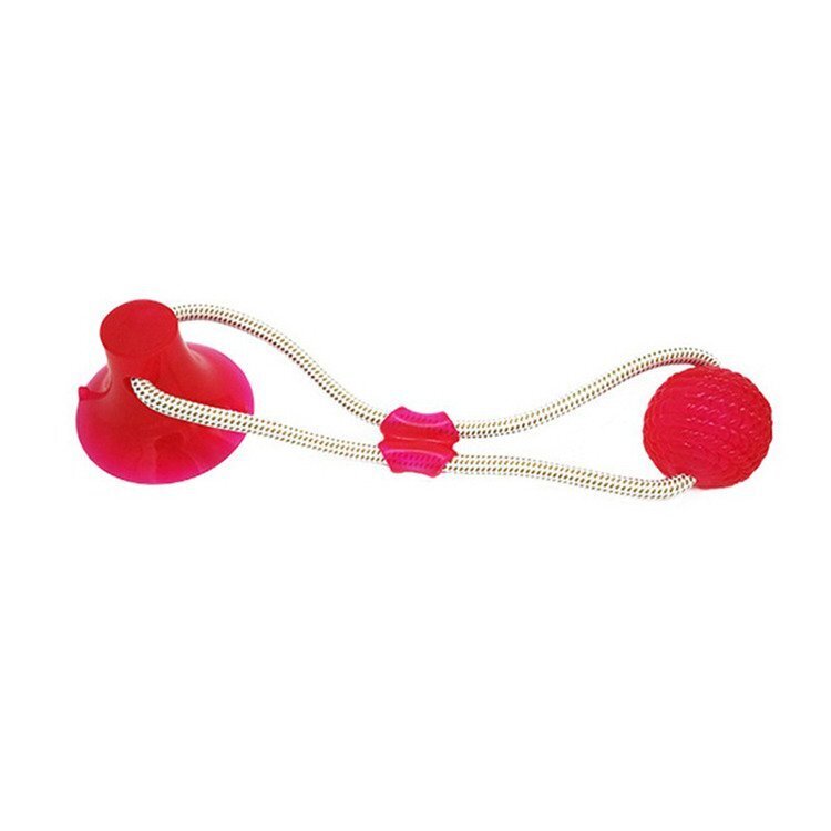 Zabawka gryzak dla psa CHEWY BALL, piłka na przyssawce kolor CZERWONY