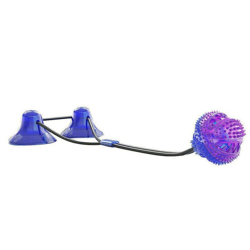 Zabawka na przysmaki dla psa gryzak z dozownikiem karmy, z dwiema przyssawkami SNACK BALL 2  kolor fioletowo-niebieski 