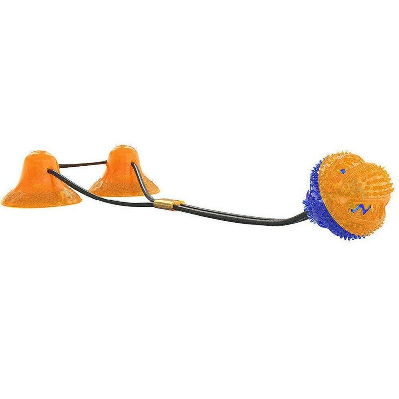 Zabawka na przysmaki dla psa gryzak z dozownikiem karmy, z dwiema przyssawkamii SNACK BALL 2  Żółto-niebieski