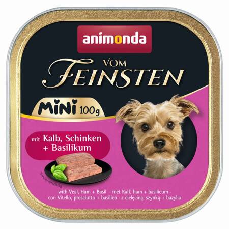 Animonda Vom Feinsten Mini 100g Mokra Karma Dla Psa z Cielęciną Szynką i Bazylią