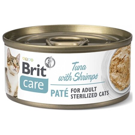 BRIT CARE Karma Uzupełniająca Premium dla Kotów Sterylizowanych Tuńczyk Krewetki 70g
