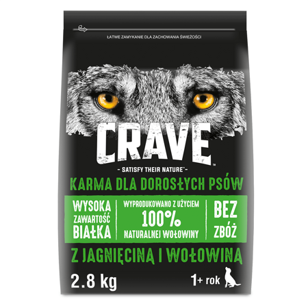 CRAVE Jagnięcina z Wołowiną 2.8 kg sucha karma dla psów, BEZ ZBÓŻ, BEZ KURCZAKA