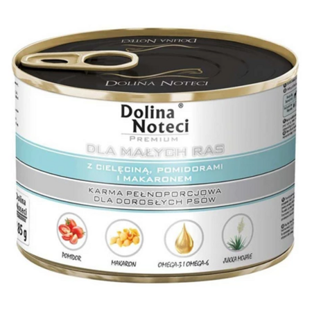 Dolina Noteci Premium 185g Mokra Karma Dla Psów Małych Ras z Cielęciną Pomidorami i Makaronem