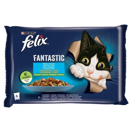 Felix Fantastic Karma Dla Kotów Wybór Smaków W Galaretce 340g (4x85g) Łosoś I Pstrąg