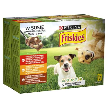 Friskies Mokra Karma Dla Psa Mix Smaków Wołowina Kurczak Jagnięcina W Sosie 12x100g