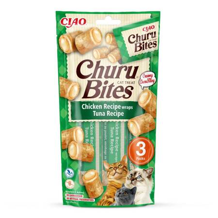 Inaba Cat Churu Bites 3x10g (30g) Przysmak Dla Kota Ciasteczka Z Nadzieniem Z Kurczakiem I Tuńczykiem