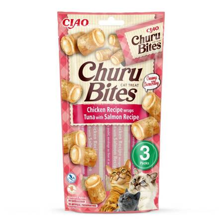 Inaba Cat Churu Bites 3x10g (30g) Przysmak Dla Kota Ciasteczka Z Nadzieniem Z Tuńczykiem I Łososiem