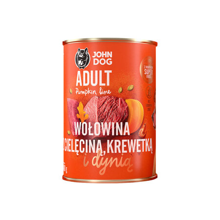 JOHN DOG Karma Mokra Dla Psa Pumpkin Line Wołowina z Cielęciną Krewetkami i Dynią 400g