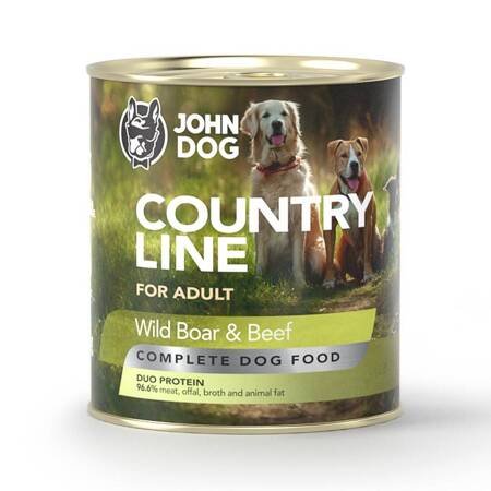 John Dog Country Line Mokra Karma Dla Dorosłych Psów Dzik Z Wołowiną 800g