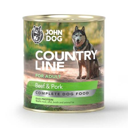 John Dog Country Line Mokra Karma Dla Dorosłych Psów Wołowina Z Wieprzowiną 800g