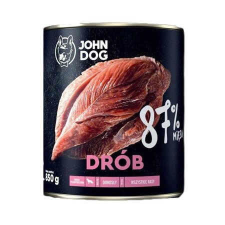 John Dog Premium DRÓB 850g - mokra karma dla psa, 87% mięsa