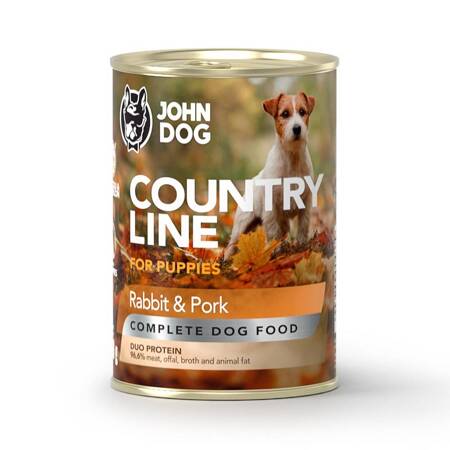 John Dog Puppy Country Line Królik z Wieprzowiną 400g Mokra Karma Dla Szczeniąt Duo Protein