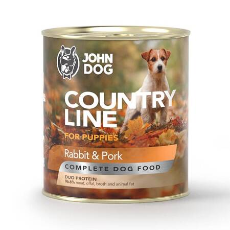 John Dog Puppy Country Line Królik z Wieprzowiną 800g Mokra Karma Dla Szczeniąt Duo Protein