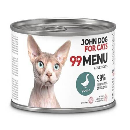 John Dog for Cats 99 Menu Mokra Karma Dla Dorosłych Kotów Z Gęsią 200g