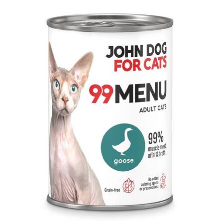 John Dog for Cats 99 Menu Mokra Karma Dla Dorosłych Kotów Z Gęsią 400g