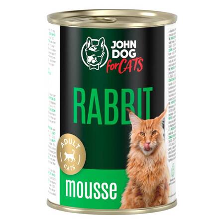 John Dog for Cats Mus z Królikiem 400g Bezzbożowa Mokra Karma Dla Kota