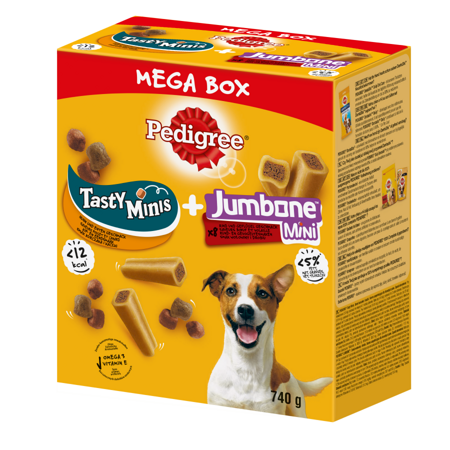 PEDIGREE Mega Box Tasty Minis i Jumbone Mini Przysmak Dla Dorosłych Psów 740g