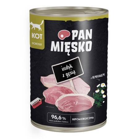 Pan Mięsko Indyk z Gęsią 400g Mokra Karma Dla Dorosłych Kotów