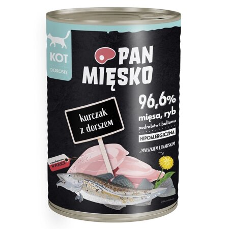 Pan Mięsko Kurczak z Dorszem 400g Mokra Karma Dla Dorosłych Kotów