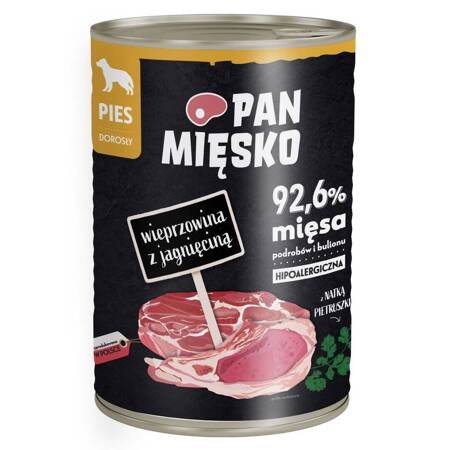 Pan Mięsko Wieprzowina z Jagnięciną 400g Mokra Karma Dla Psa