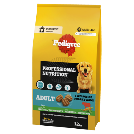 Pedigree Adult Professional Nutrition 12kg Z Wołowiną I Warzywami Sucha Karma Dla Psów Średnich I Dużych Ras