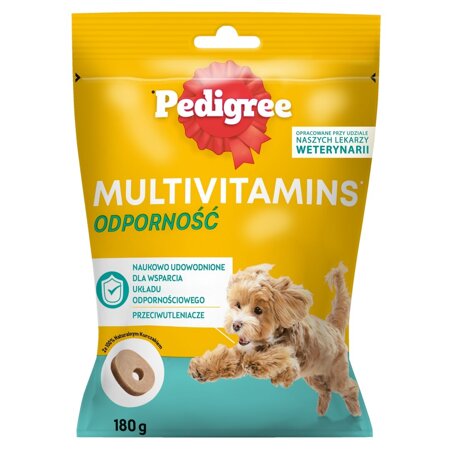 Pedigree Multivitamins Odporność 180g Karma Uzupełniająca Dla Dorosłych Psów o Smaku Kurczaka