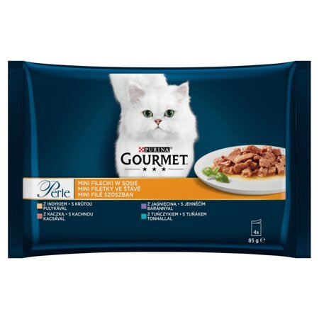 Purina Gourmet Perle Mix 4 Smaki 4x85g Mokra Karma Dla Kota Mini Fileciki w Sosie