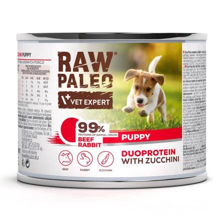 Raw Paleo Beef&Rabbit Puppy Duoprotein 200g​ Mokra Karma Dla Szczeniąt z Wołowiną i Królikiem