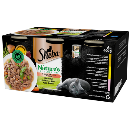 Sheba Wybór Smaków w Sosie Puszka 6x400g Nature's Collection Mokra Karma Dla Dorosłych Kotów