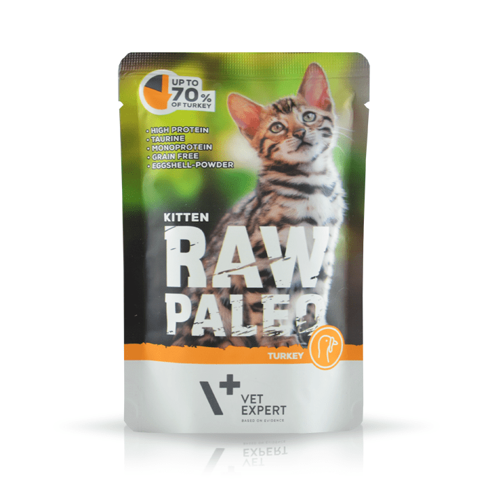 VetExpert RAW PALEO KITTEN TURKEY 100g Saszetka - Karma Mokra z Indykiem dla Kociąt