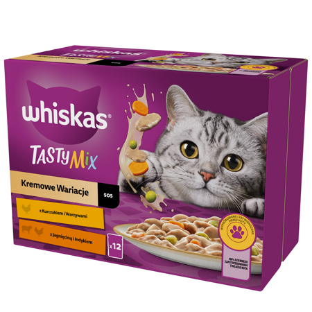 Whiskas Adult 12x85g Kremowe Wariacje Mokra Karma Pełnoporcjowa Dla Dorosłych Kotów W Sosie