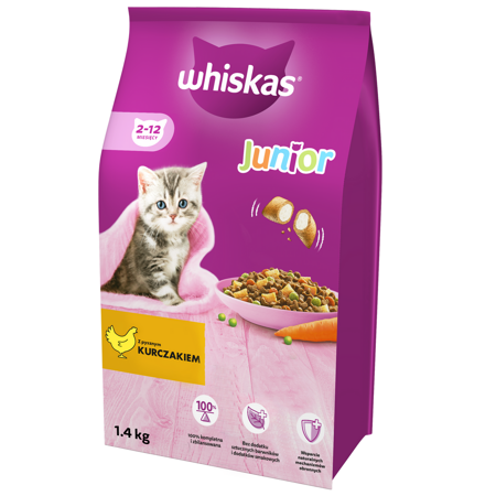 Whiskas Junior 1,4kg - Sucha Karma Pełnoporcjowa Dla Kociąt Z Pysznym Kurczakiem
