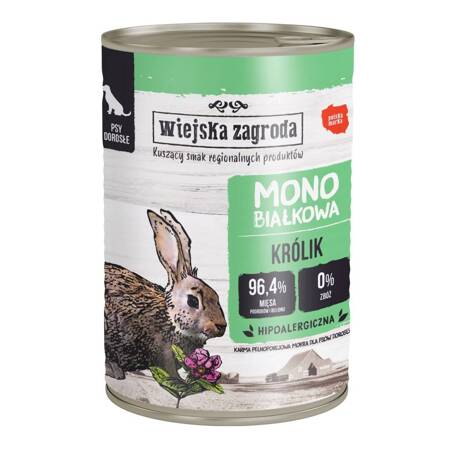 Wiejska Zagroda Monoproteinowa Mokra Karma Dla Psa Z Królikiem 400g